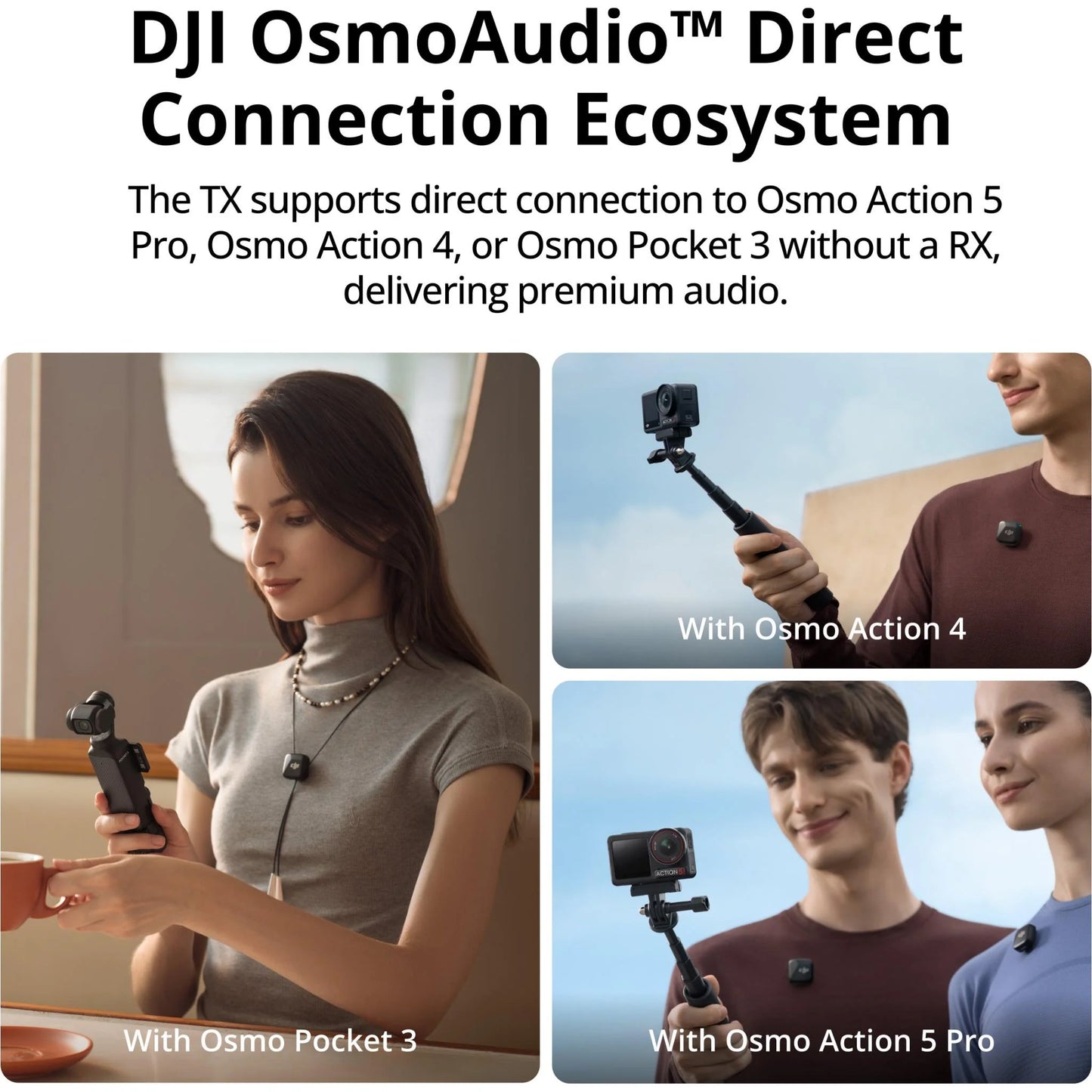 DJI Mic Mini (2 TX + 1 RX + Charging Case) Wireless Lavalier Microphone Vlog New