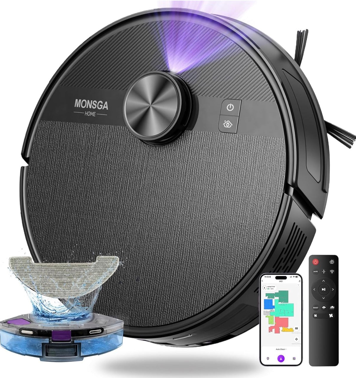 MONSGA MS1 Robot Vacuum Smart Floor Cleaner New Boxed