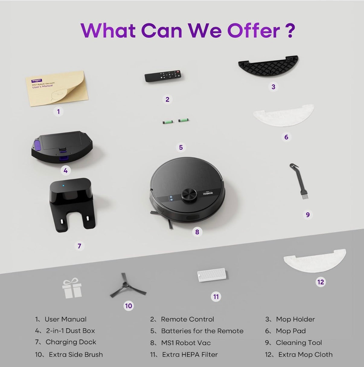 MONSGA MS1 Robot Vacuum Smart Floor Cleaner New Boxed